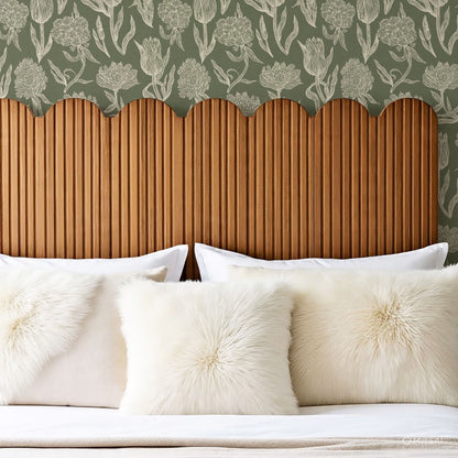 Umbria Trellis Florals Forest Wallpaper