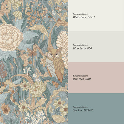 Valeria Secret Garden Sea Glass Tawny Honey Wallpaper