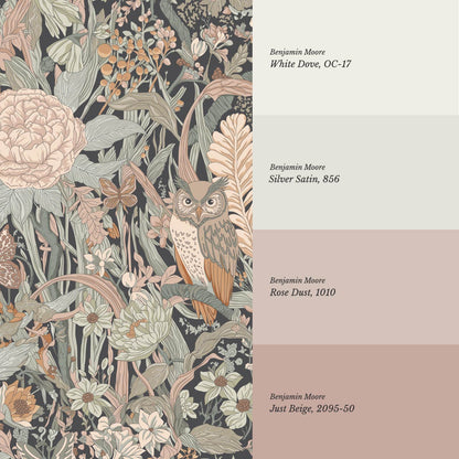 Valeria Secret Garden Slate Dry Sage Pale Peach Wallpaper
