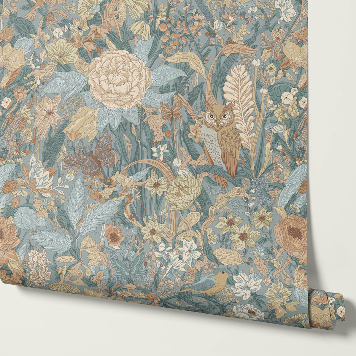 Valeria Secret Garden Sea Glass Tawny Honey Wallpaper