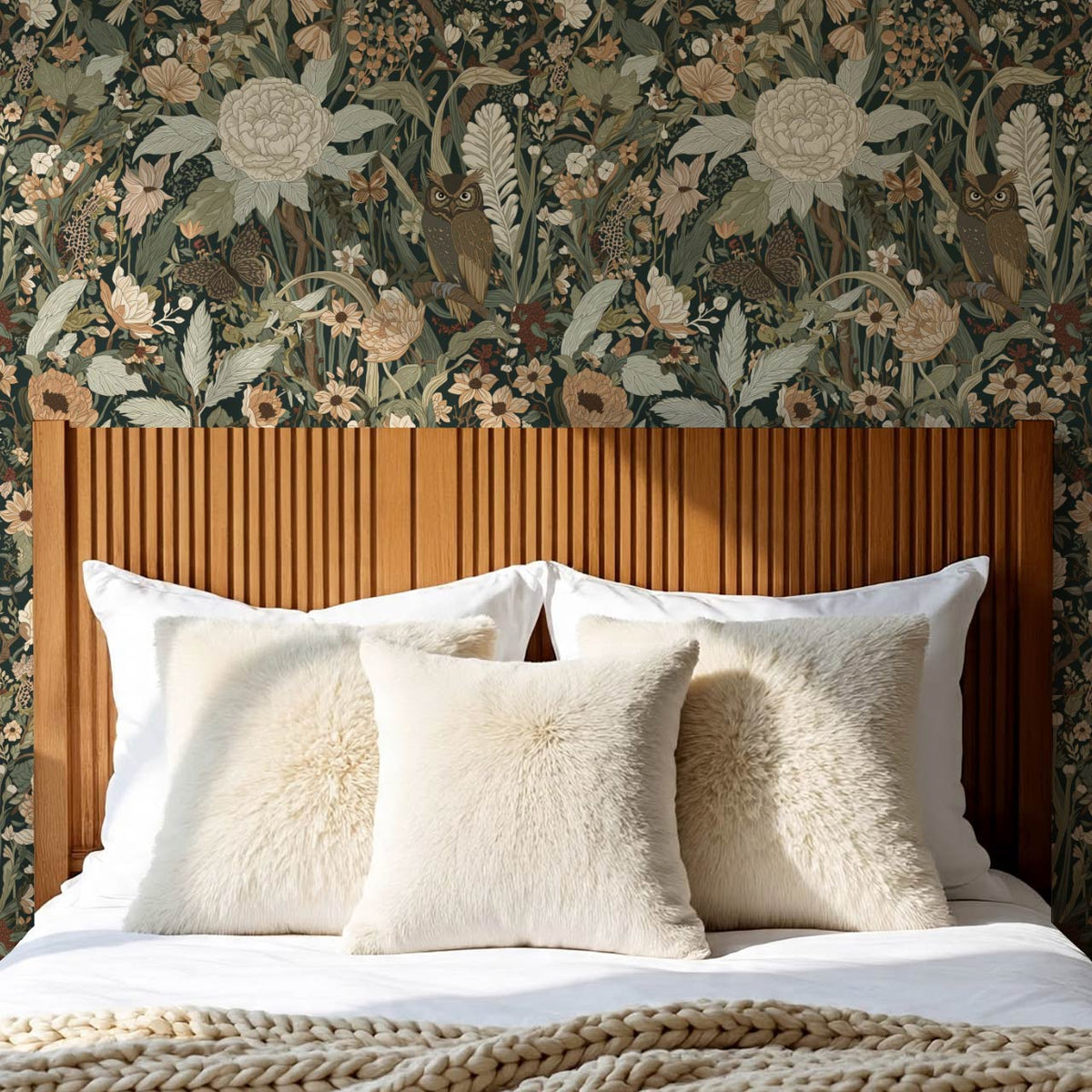 Valeria Secret Garden Deep Green Brown Rust Wallpaper