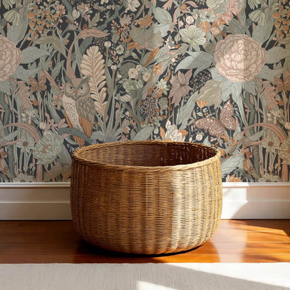 Valeria Secret Garden Slate Dry Sage Pale Peach Wallpaper