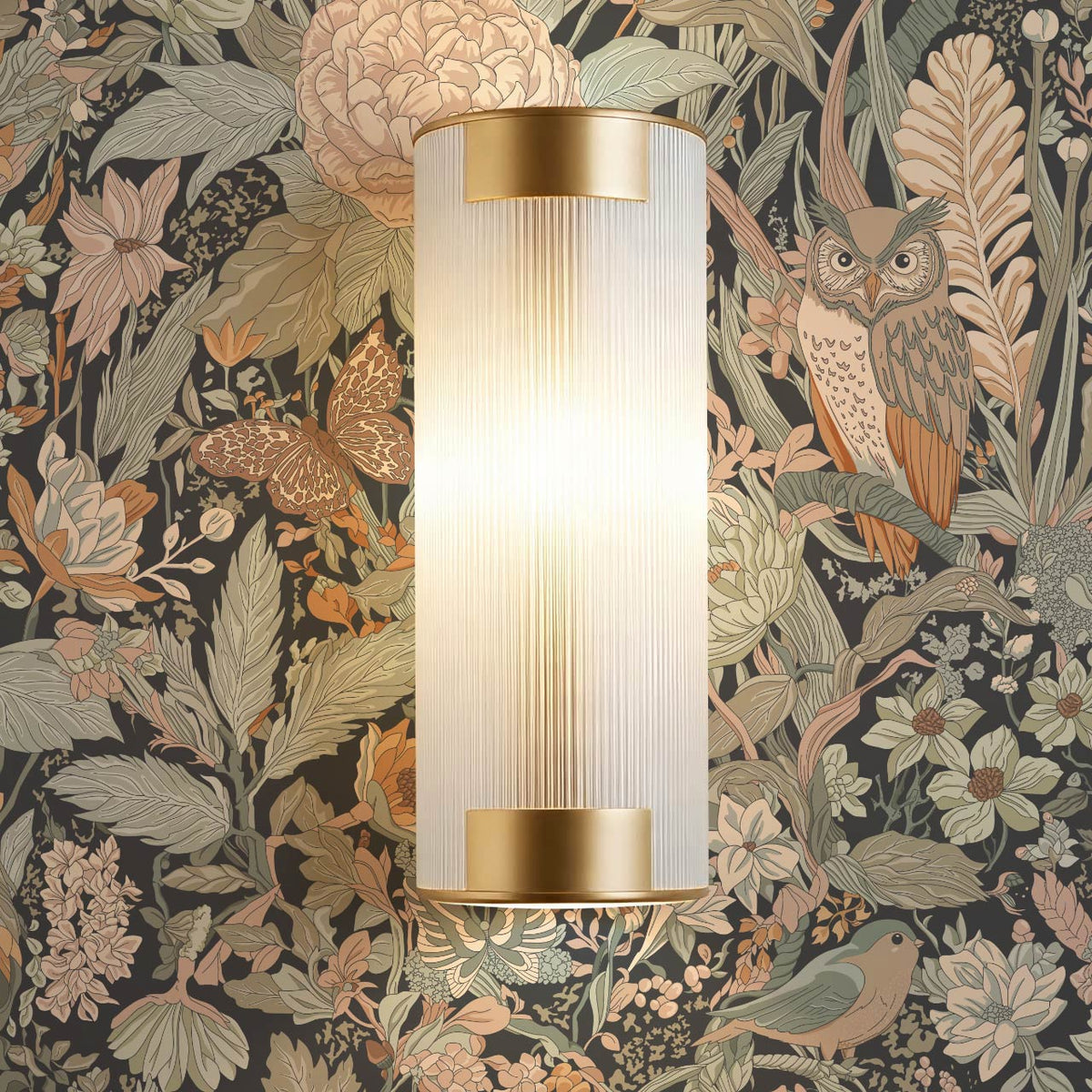 Valeria Secret Garden Slate Dry Sage Pale Peach Wallpaper
