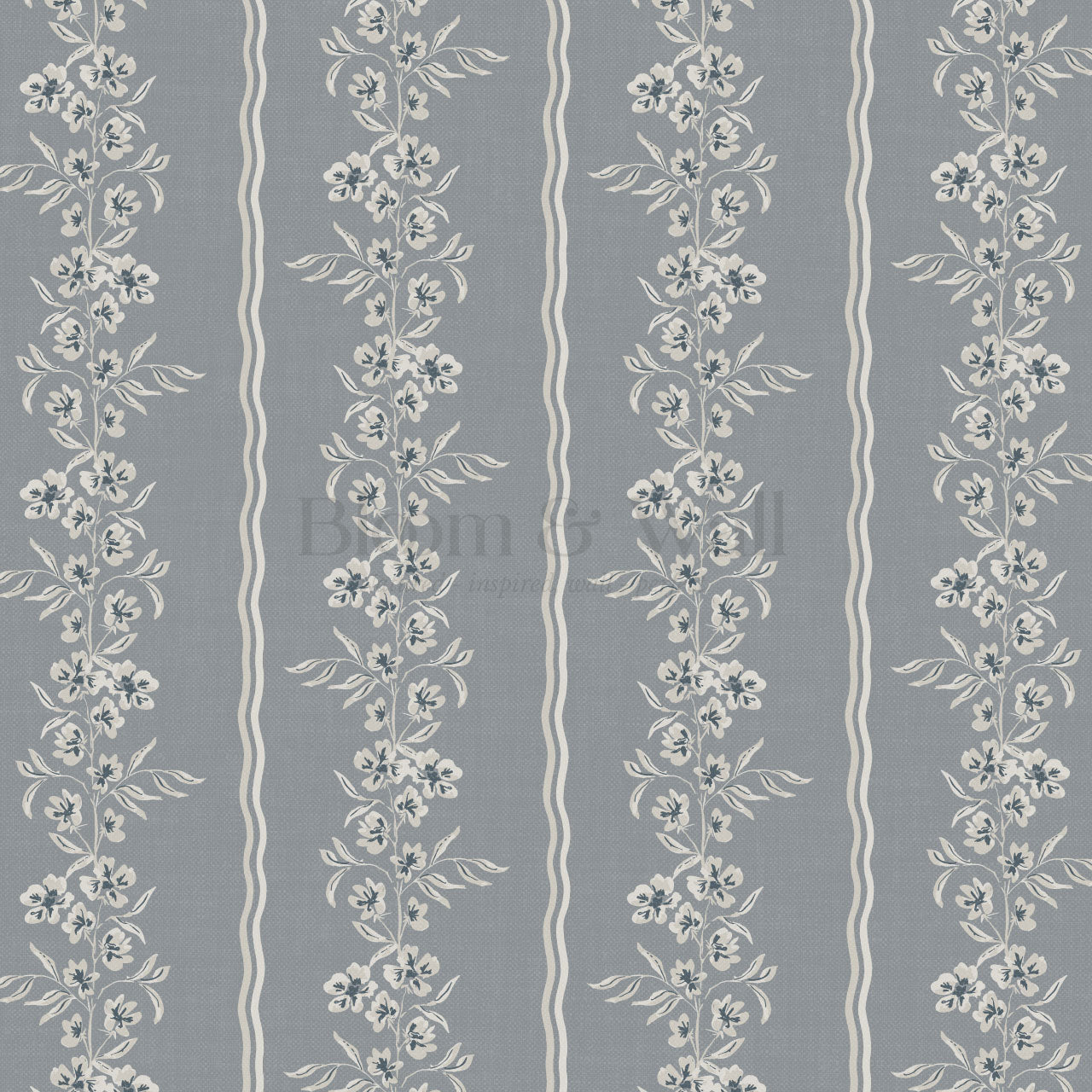Valerie Country Stripe French Blue Wallpaper