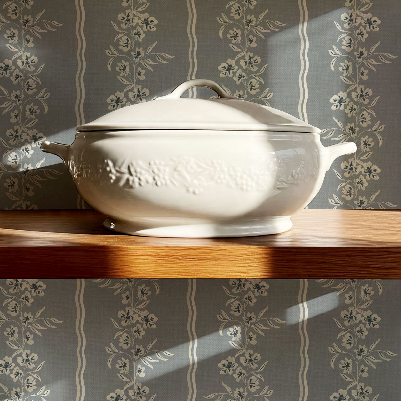 Valerie Country Stripe French Blue Wallpaper