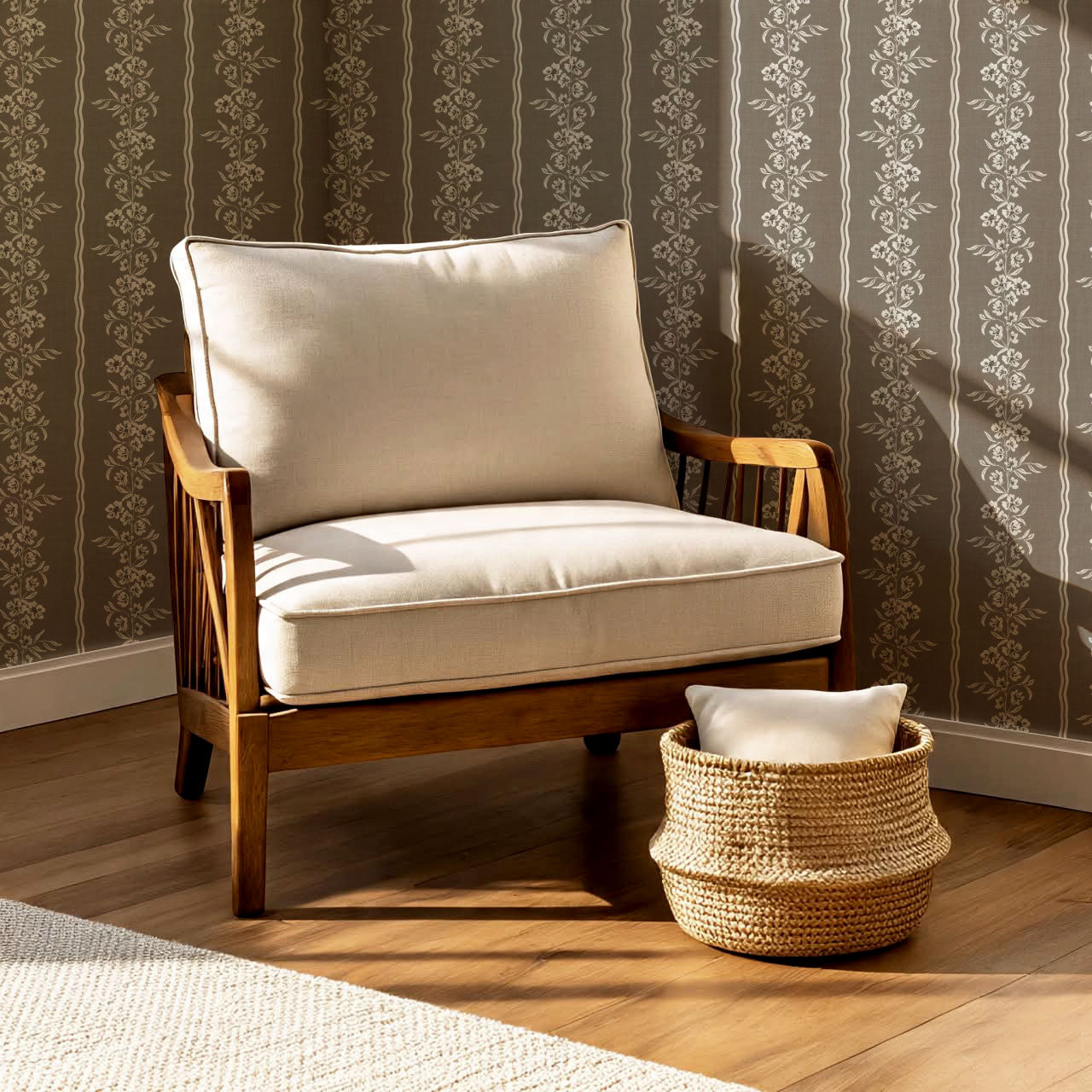 Valerie Country Stripe French Brown Wallpaper