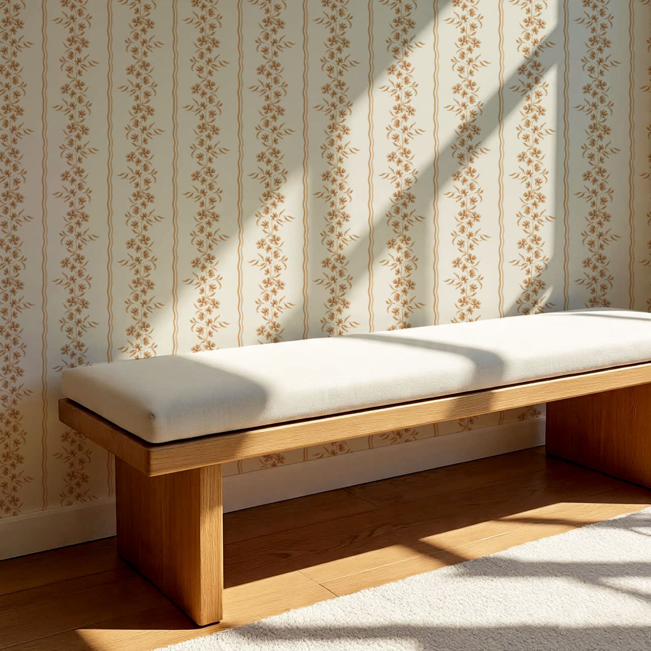 Valerie Country Stripe Butter Wallpaper