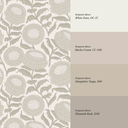 Vanessa Farmhouse Blooms French Gray Wallpaper