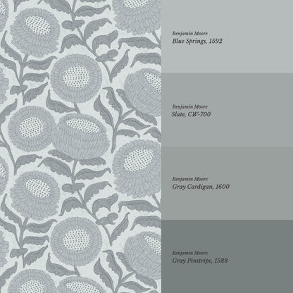 Vanessa Farmhouse Blooms Slate Blue Wallpaper