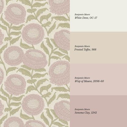 Vanessa Farmhouse Blooms Mauve Olive Wallpaper