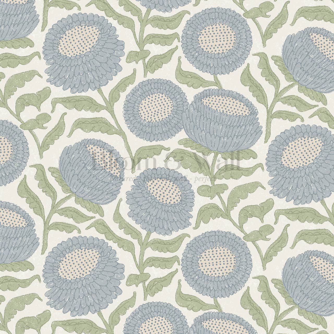 Vanessa Farmhouse Blooms Garden Blue Wallpaper