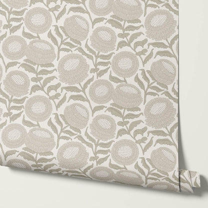 Vanessa Farmhouse Blooms French Gray Wallpaper