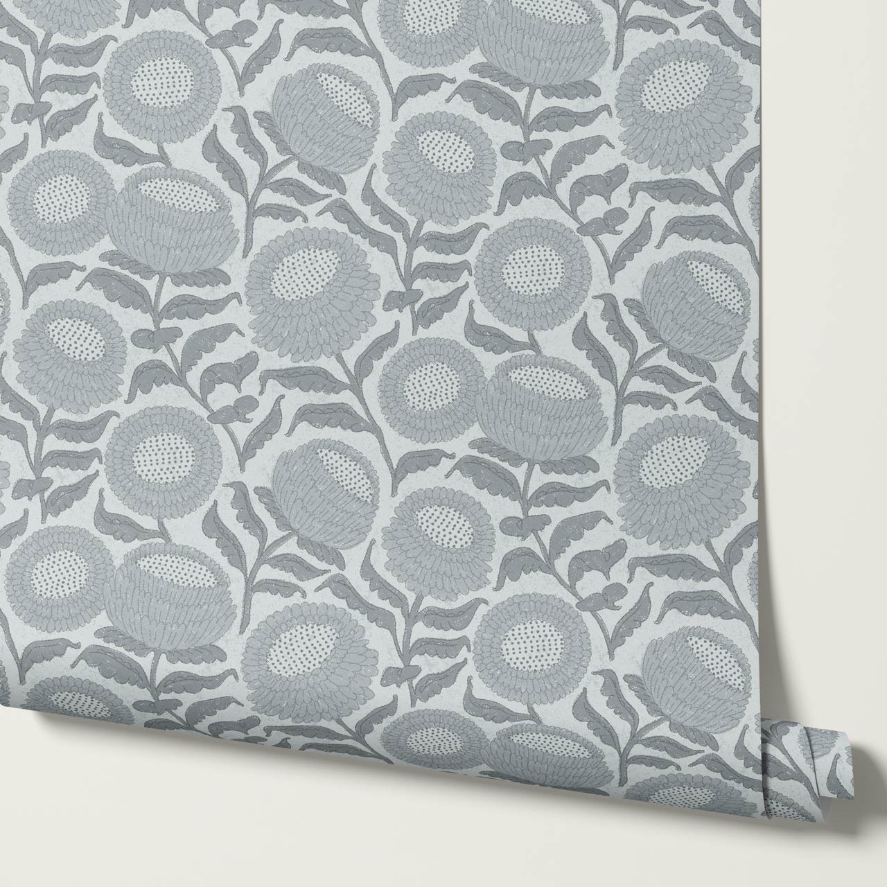 Vanessa Farmhouse Blooms Slate Blue Wallpaper