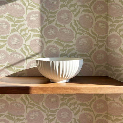 Vanessa Farmhouse Blooms Mauve Olive Wallpaper
