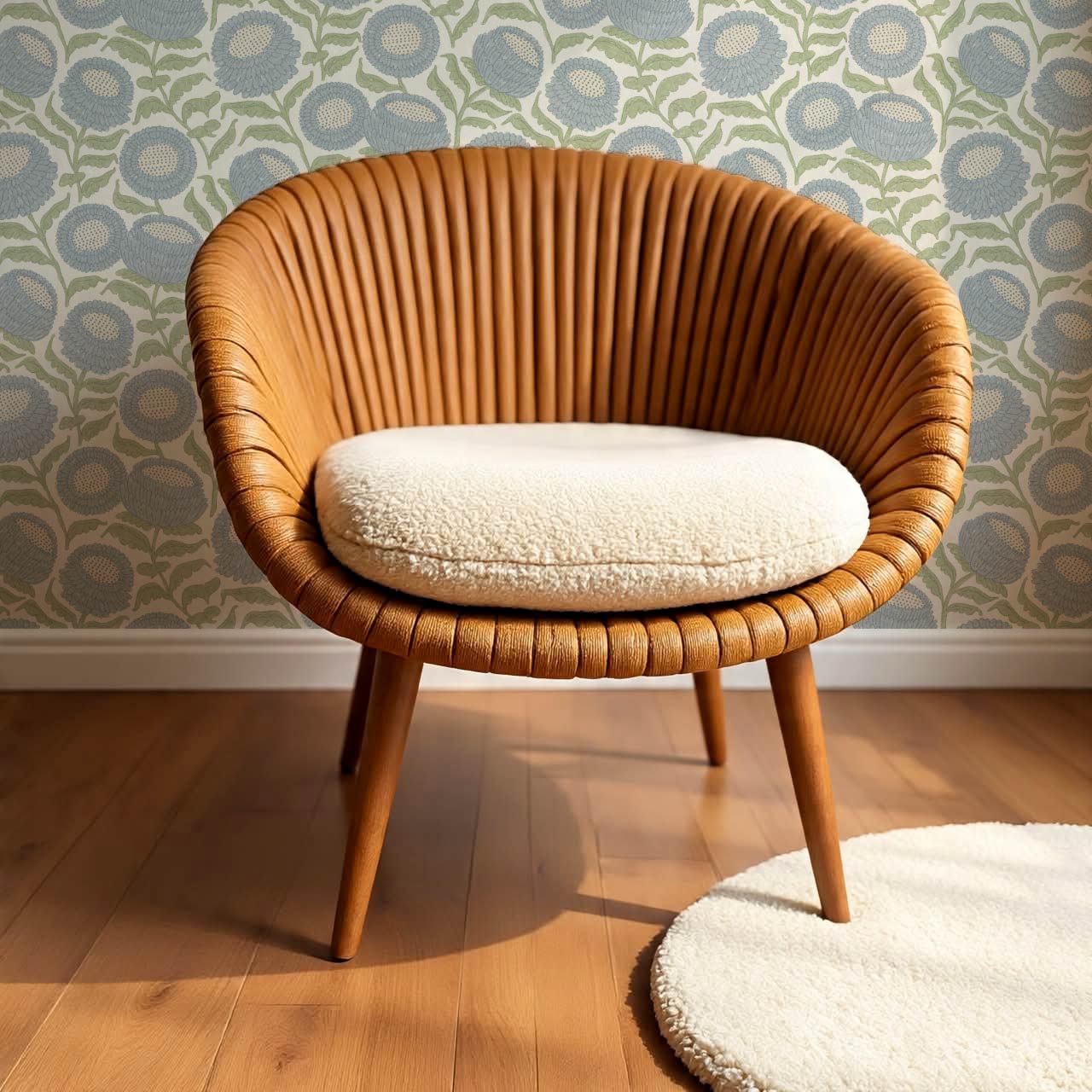 Vanessa Farmhouse Blooms Garden Blue Wallpaper