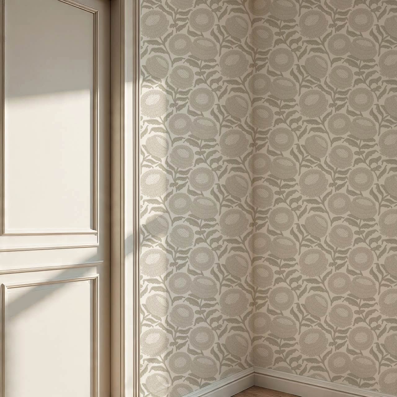 Vanessa Farmhouse Blooms French Gray Wallpaper