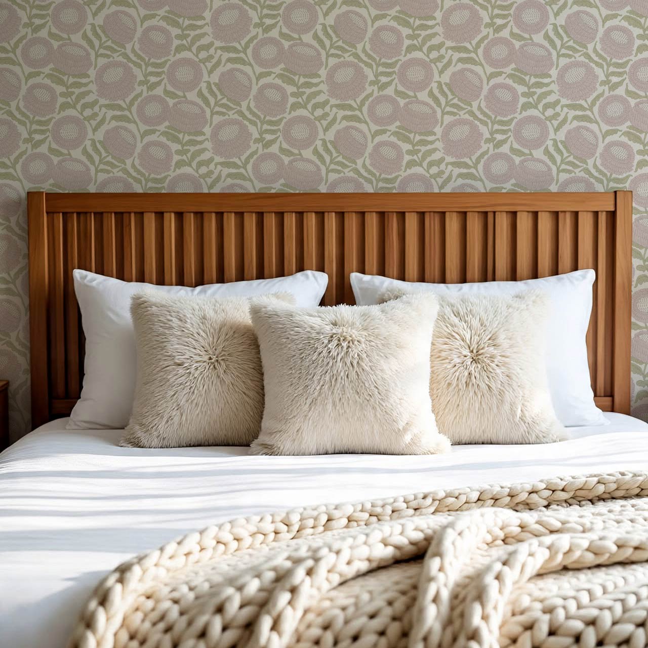 Vanessa Farmhouse Blooms Mauve Olive Wallpaper