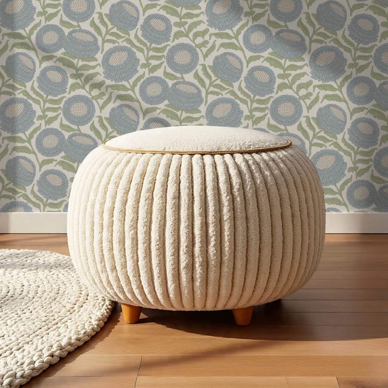 Vanessa Farmhouse Blooms Garden Blue Wallpaper