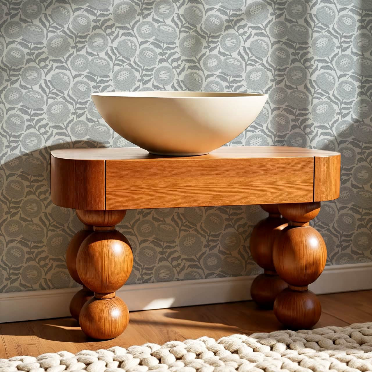 Vanessa Farmhouse Blooms Slate Blue Wallpaper