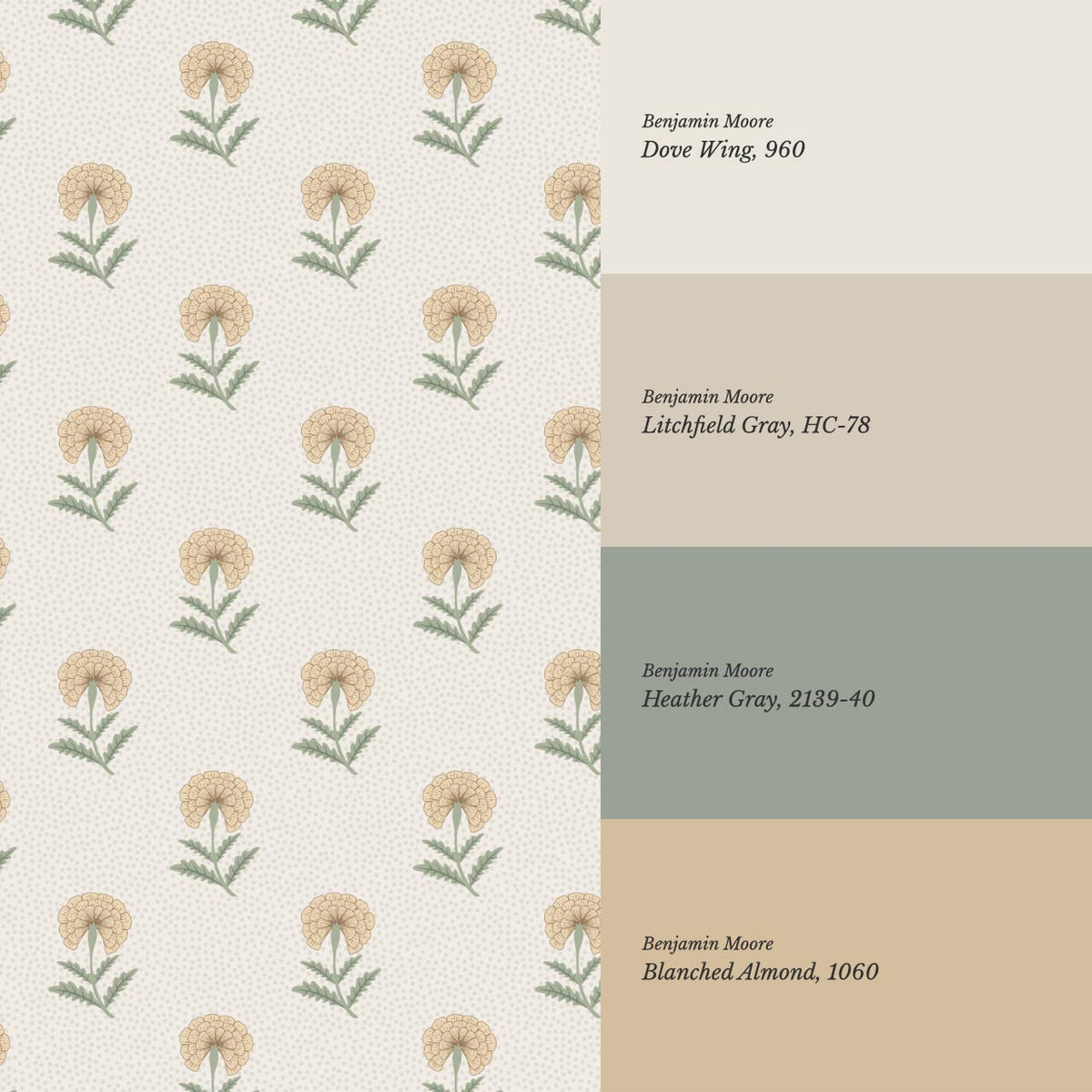 Vani Vintage Marigold Honey Sage Cream Wallpaper