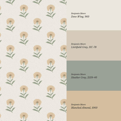 Vani Vintage Marigold Honey Sage Cream Wallpaper