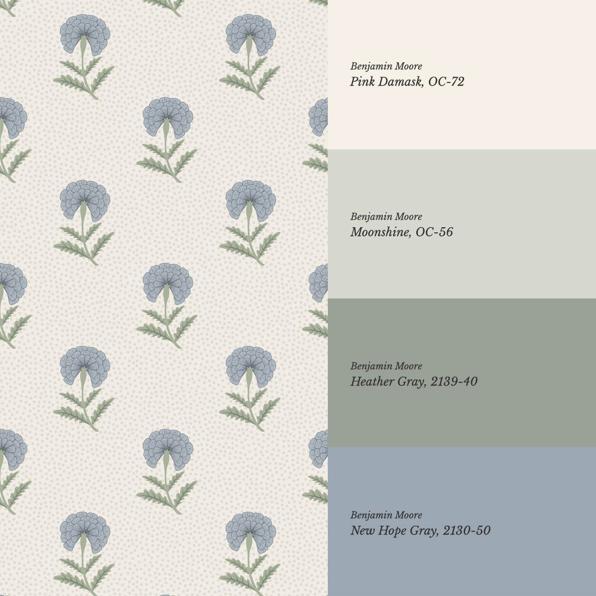 Vani Vintage Marigold French Blue Cream Wallpaper