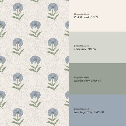Vani Vintage Marigold French Blue Cream Wallpaper