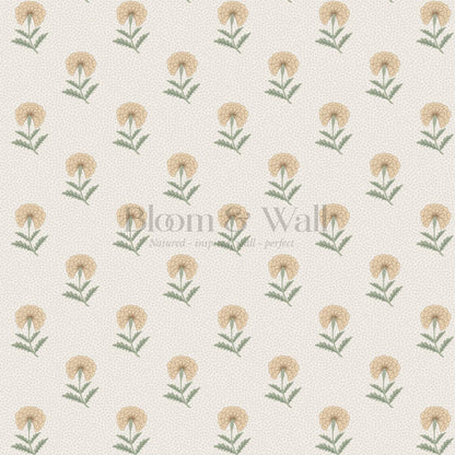 Vani Vintage Marigold Honey Sage Cream Wallpaper