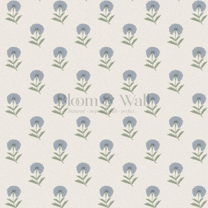 Vani Vintage Marigold French Blue Cream Wallpaper