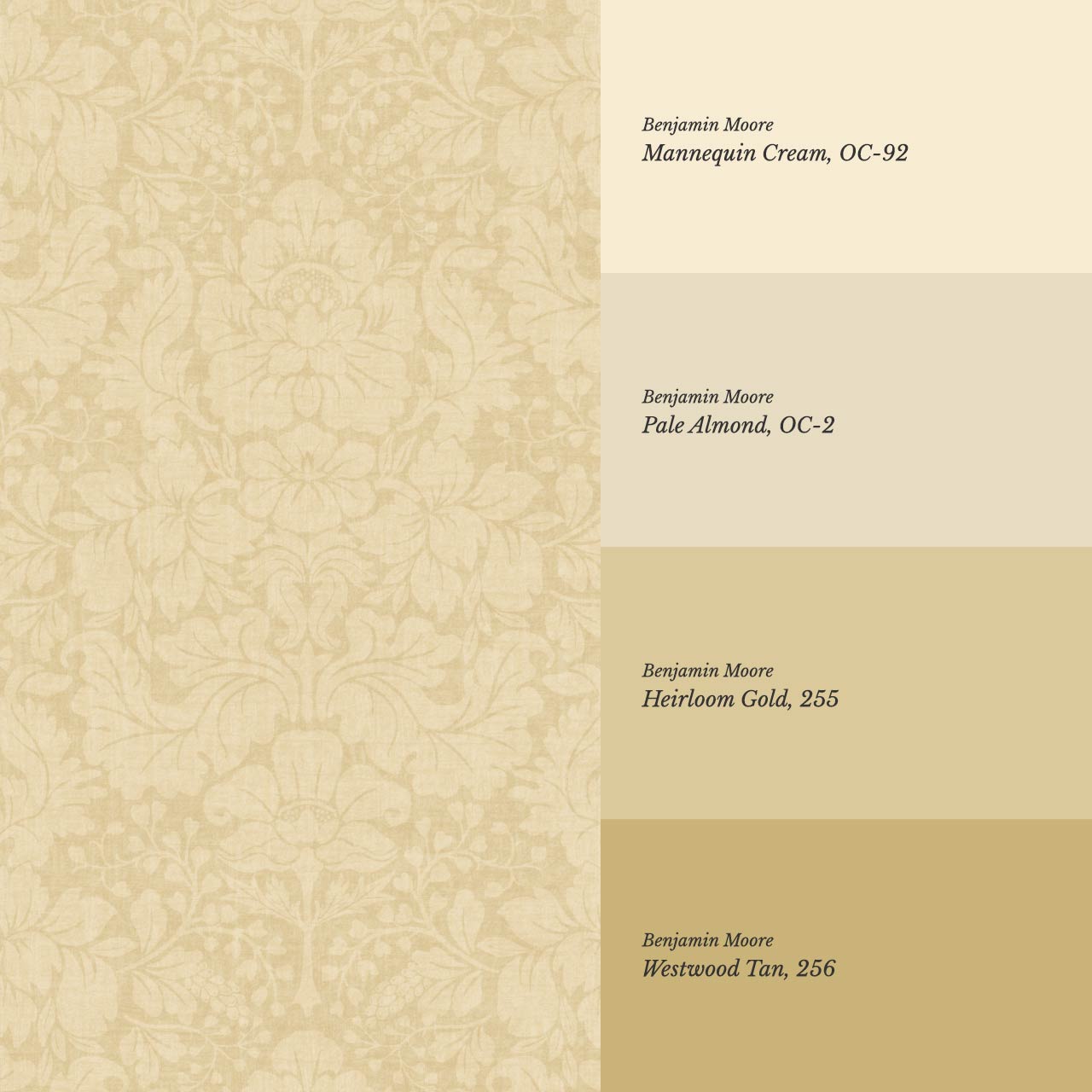 Varvaara Floral Damask Almond Yellow Wallpaper