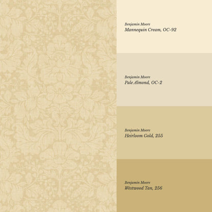 Varvaara Floral Damask Almond Yellow Wallpaper