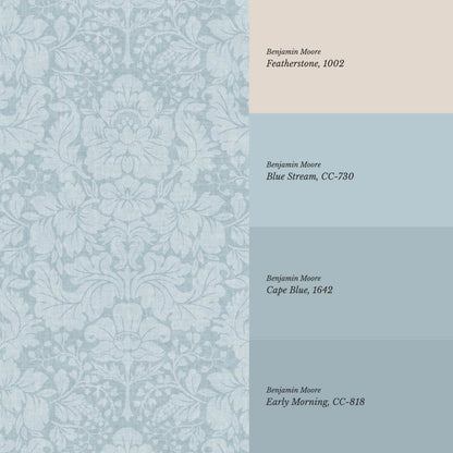 Varvaara Floral Damask Cloud Blue Wallpaper