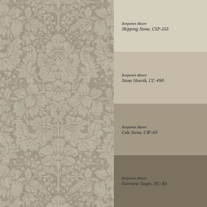 Varvaara Floral Damask Stone Taupe Wallpaper