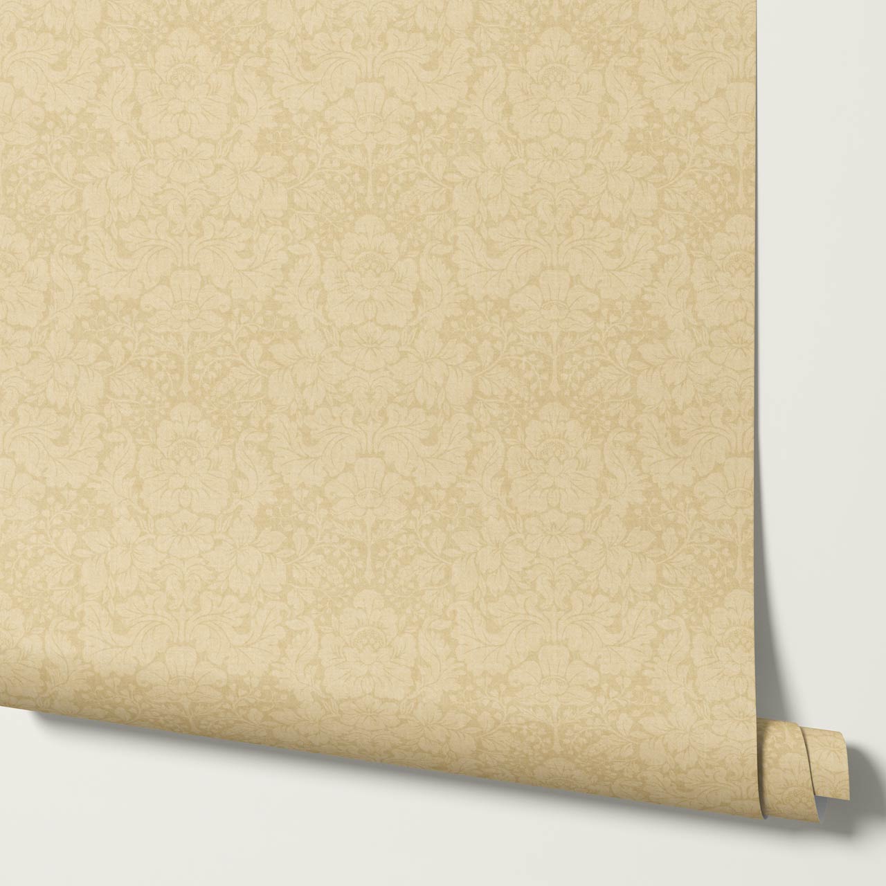 Varvaara Floral Damask Almond Yellow Wallpaper