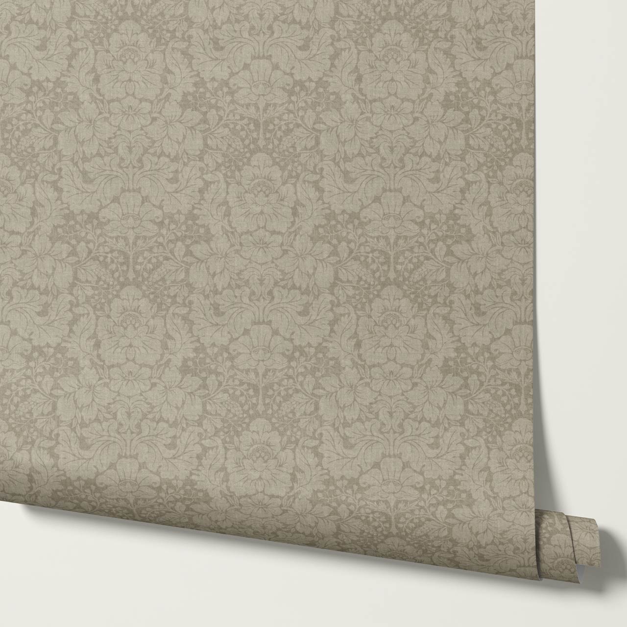 Varvaara Floral Damask Stone Taupe Wallpaper