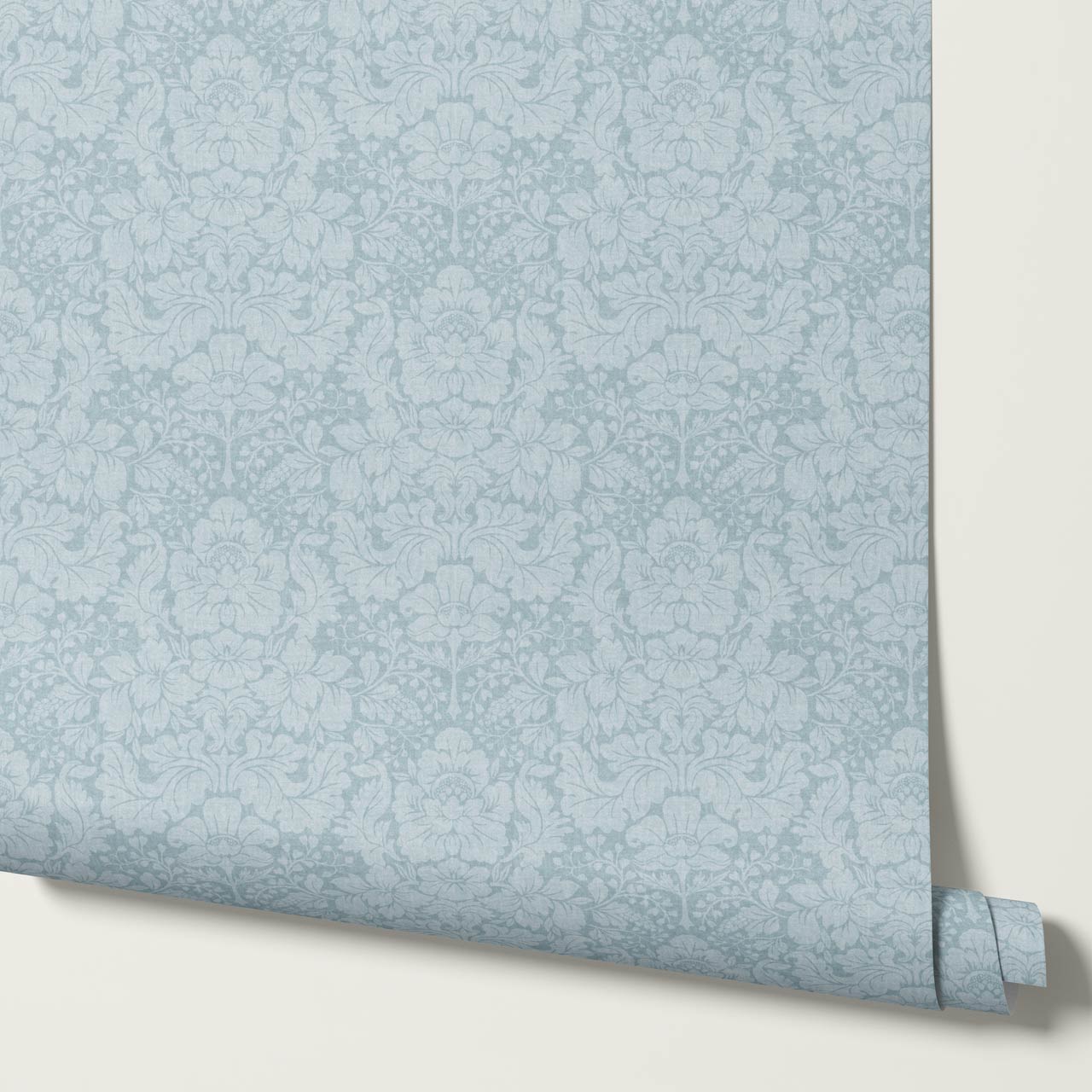 Varvaara Floral Damask Cloud Blue Wallpaper