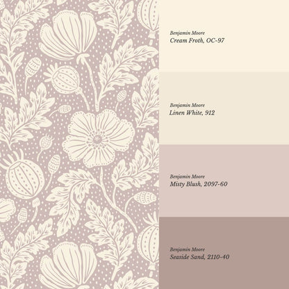 Vega Victorian Poppies Mauve Butter Wallpaper