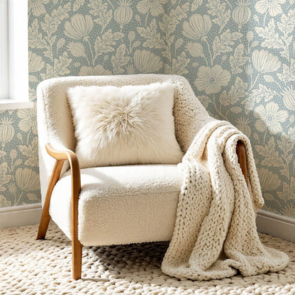 Vega Victorian Poppies Sky Butter Wallpaper