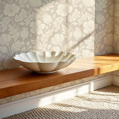 Vega Victorian Poppies Ivory Warm Stone Wallpaper