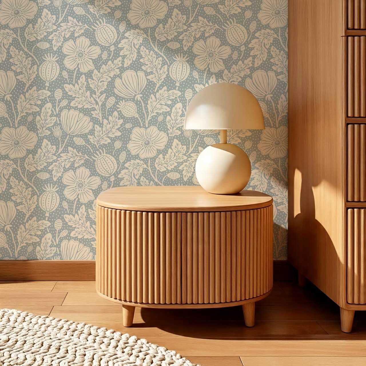 Vega Victorian Poppies Sky Butter Wallpaper