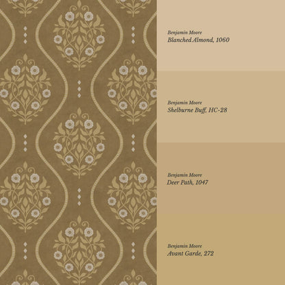 Vela Heritage Bellvine Olive Mustard Wallpaper