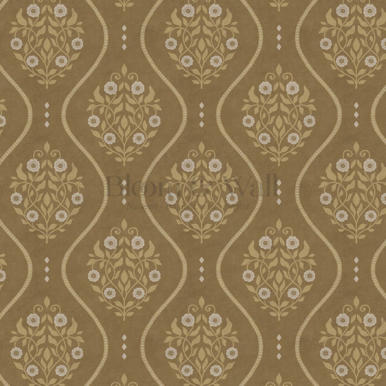 Vela Heritage Bellvine Olive Mustard Wallpaper