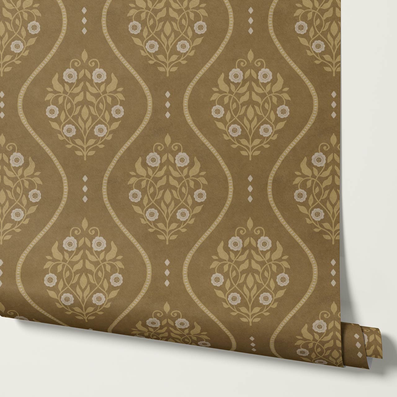 Vela Heritage Bellvine Olive Mustard Wallpaper