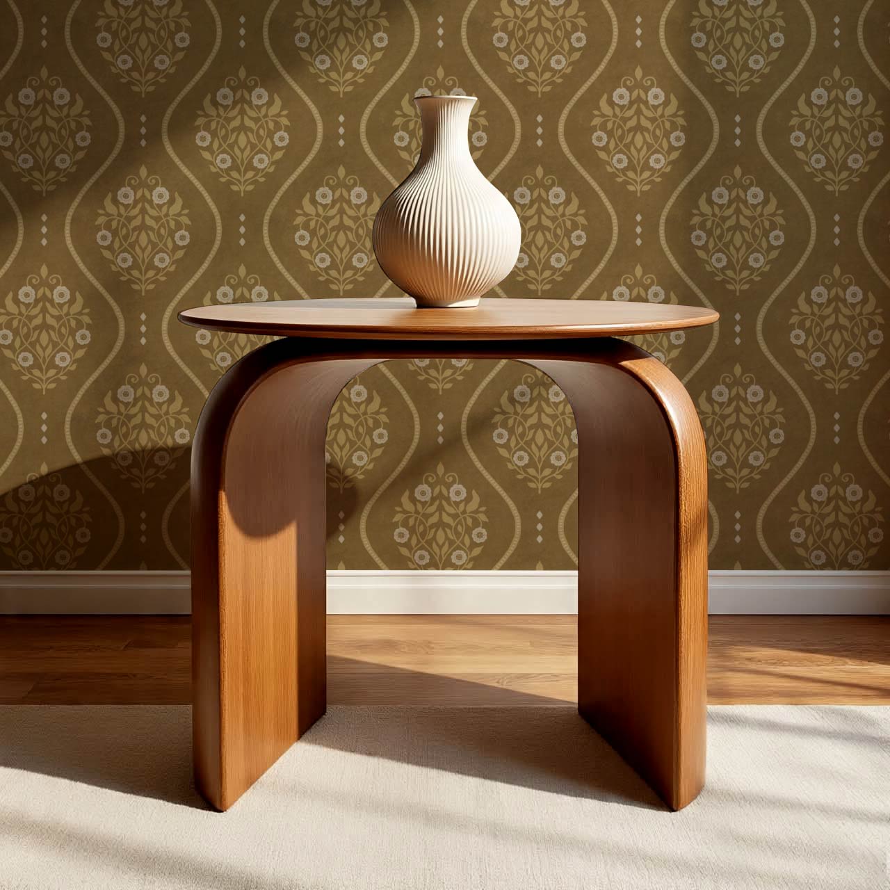 Vela Heritage Bellvine Olive Mustard Wallpaper