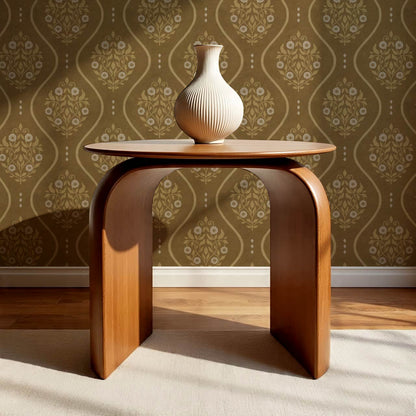 Vela Heritage Bellvine Olive Mustard Wallpaper