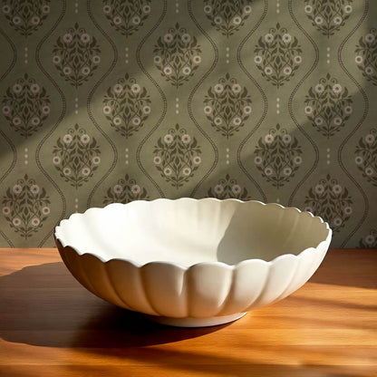 Vela Heritage Bellvine Green Olive Moss Wallpaper