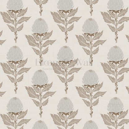 Vera Artichokes Dove Beige Wallpaper