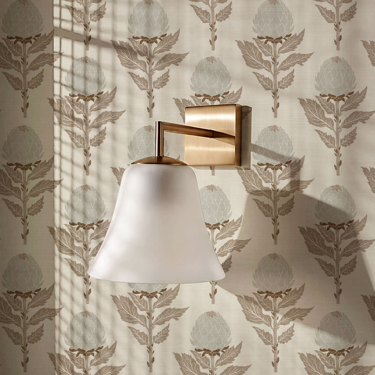 Vera Artichokes Dove Beige Wallpaper