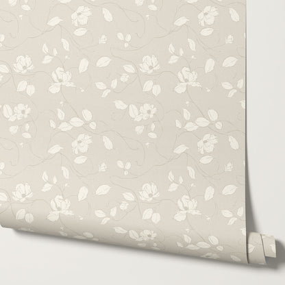 Verdantine Vines Dusty Pink Beige Wallpaper