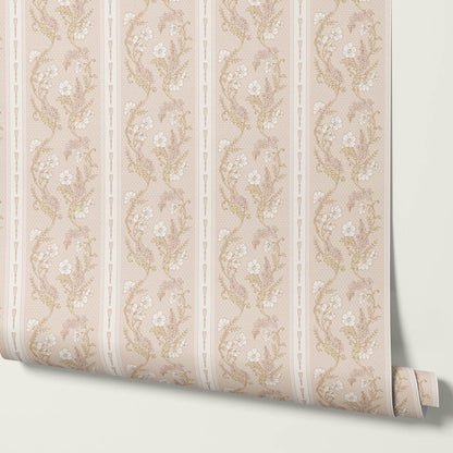 Veronica Fanciful Vines Soft Blush Beige Wallpaper